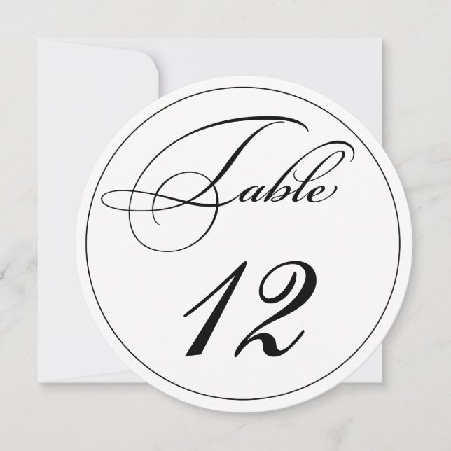 Cartes numérotées de table ronde à écriture élégan (Devant)