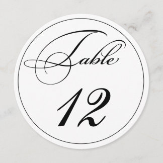 Cartes numérotées de table ronde à écriture élégan