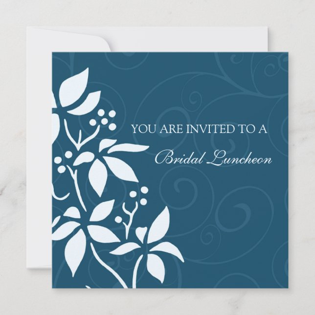 Cartes nuptiales florales bleues d'invitation de (Devant)