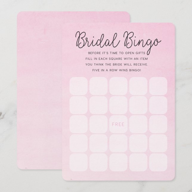 Cartes nuptiales roses de bingo-test de la Fête de (Devant / Derrière)
