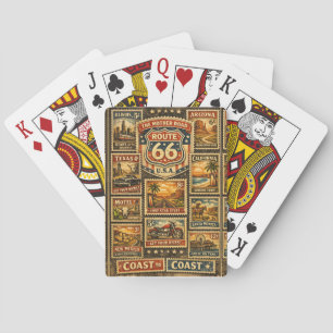 Cartes Papeterie de jeu de timbre-poste vintage Route 66