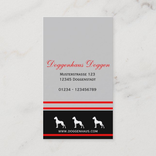 cartes personnalisables Great Dane (Dos)
