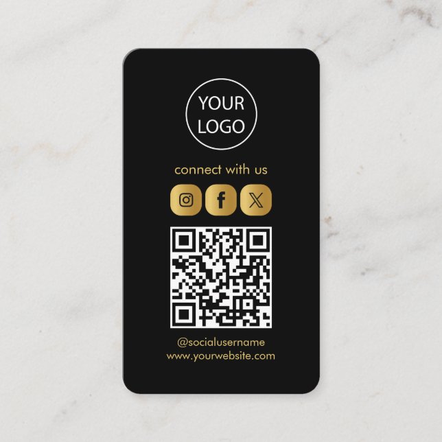 Cartes personnalisées, Social Media QR Code Black  (Devant)
