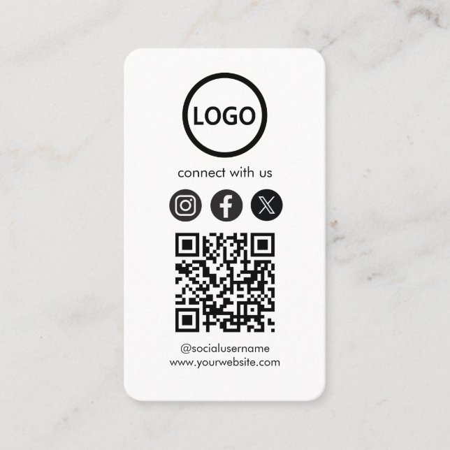 Cartes personnalisées, Social Media QR Code Black  (Devant)