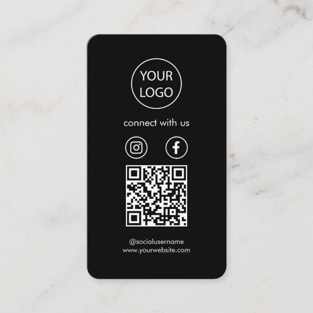 Cartes personnalisées, Social Media QR Code Black  (Devant)