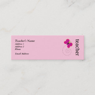 Cartes personnelles de professeur rose mignon