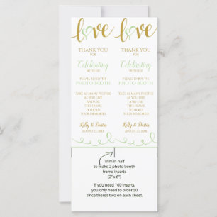 Cartes Photo Booth   Love Script -Pale Green & Gol