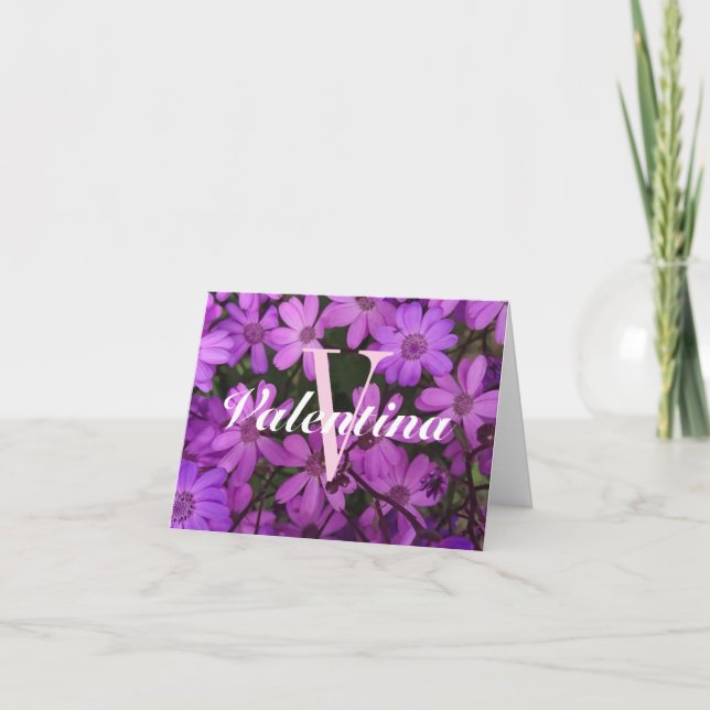Cartes photo florales avec monogramme personnalisé (Devant)