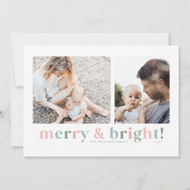 Cartes photo minimes Joyeuses et brillantes de Noë (Devant)