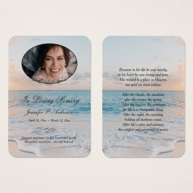 Cartes photos calmes du mémorial de Seashore (Devant & derrière)