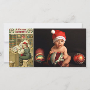 cartes photos de liste père Noël vintages