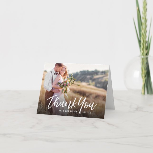 Cartes photos de Merci de Mariage rustique manuscr (Devant)