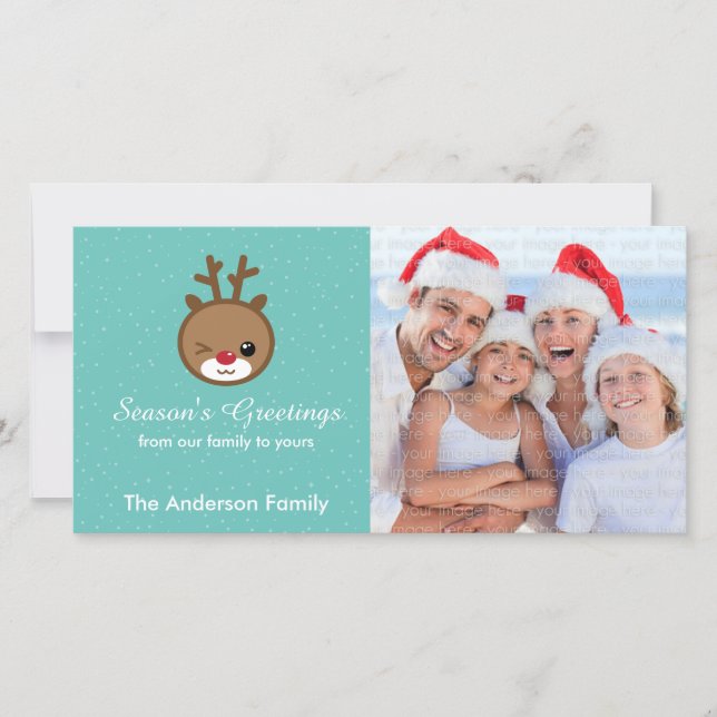 Cartes photos de Noël de Kawaii Reindeer (Devant)
