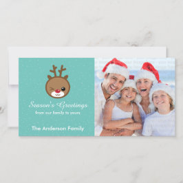 Cartes photos de Noël de Kawaii Reindeer