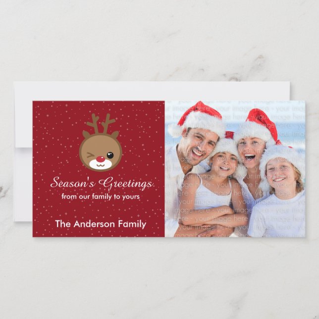 Cartes photos de Noël de Kawaii Reindeer (Devant)