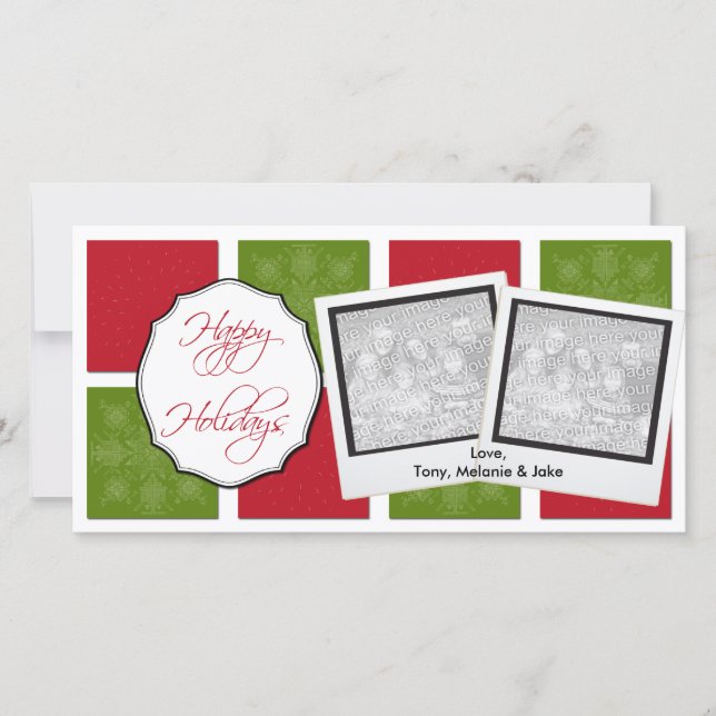 Cartes photos de Noël des boîtes rouges et vertes (Devant)
