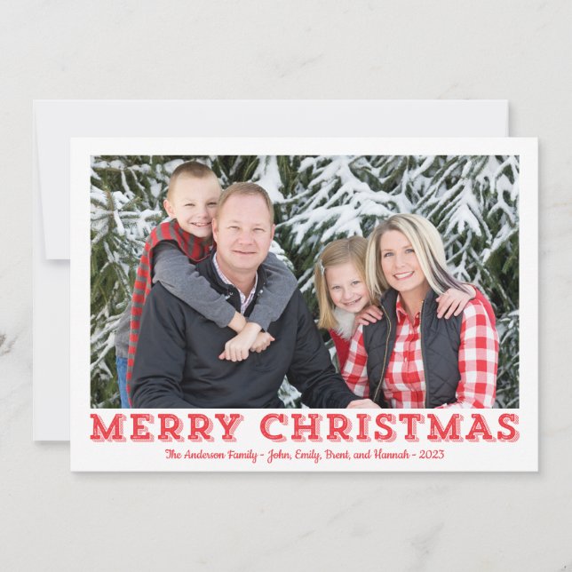 Cartes photos de Noël Joyeux Rouge et Blanc (Devant)
