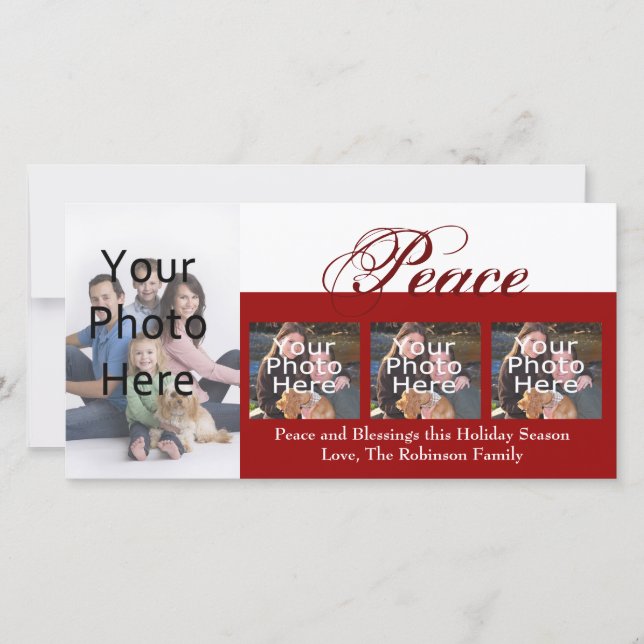 Cartes photos de Noël personnalisées Paix (Devant)
