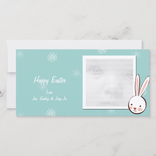 Cartes photos de Pâques Aqua Bunny (Devant)