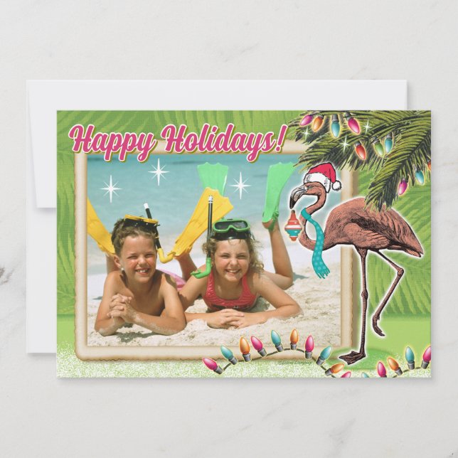 Cartes photos Festive Flamant rose Noël (Devant)