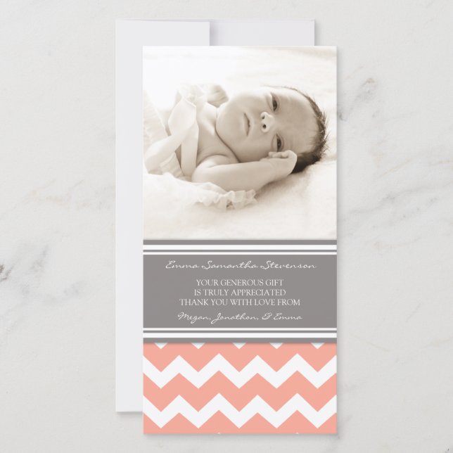 Cartes photos gris de corail de baby shower de (Devant)