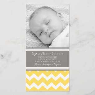 Cartes photos gris jaunes de baby shower de Merci
