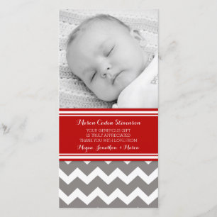 Cartes photos gris rouges de baby shower de Merci