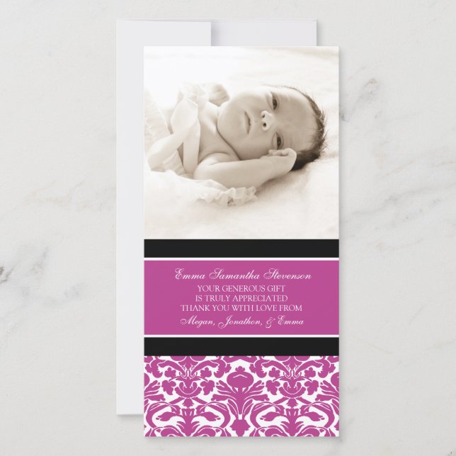 Cartes photos noirs roses de baby shower de Merci (Devant)