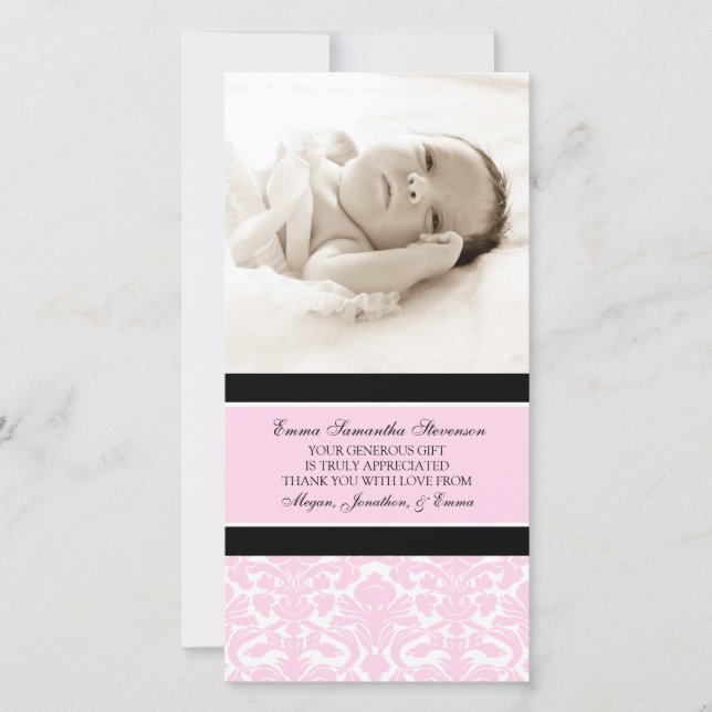 Cartes photos noirs roses de baby shower de Merci (Devant)