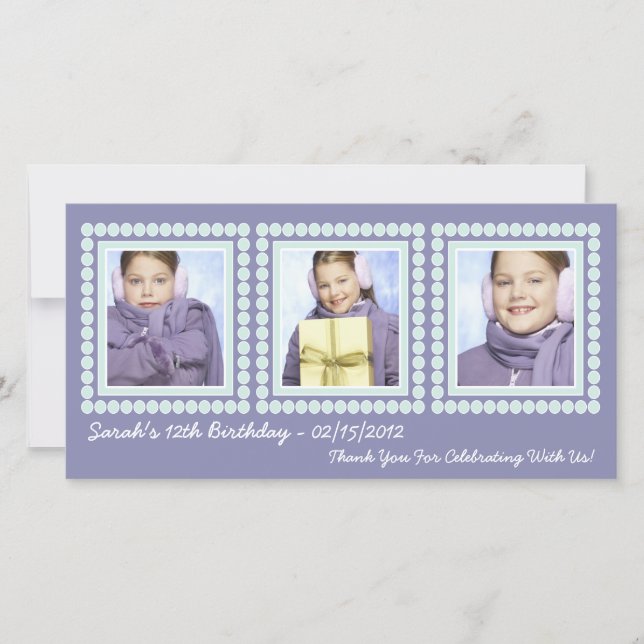 Cartes photos pourpres de Merci de fille (Devant)