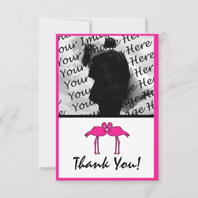 Cartes plates de Merci de photo de Flamant rose (Devant)