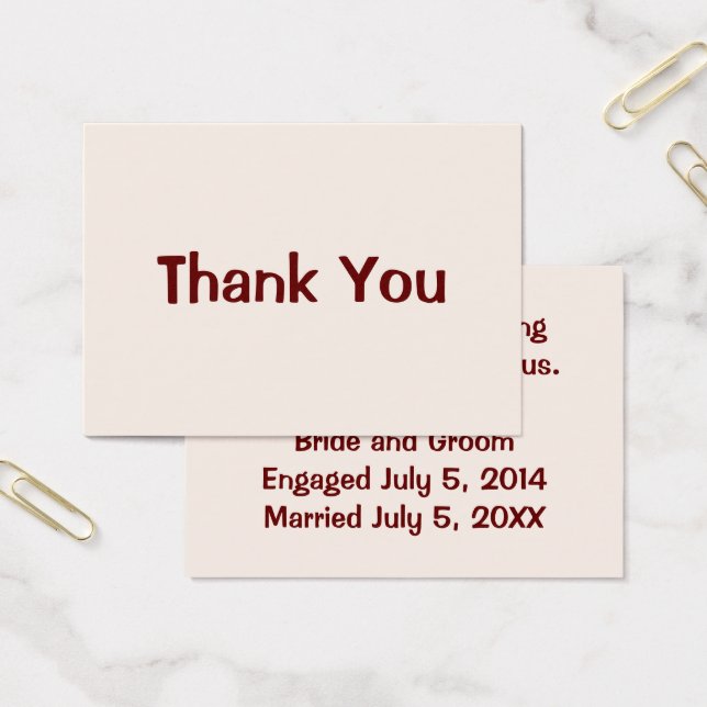 Cartes plates de Merci d'événements Mariage person (Bureau)