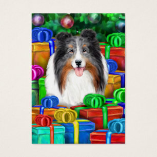 Cartes plates de Noël bleu Merle