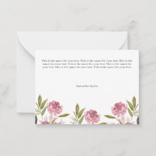 Cartes plates personnalisées à motif floral rose