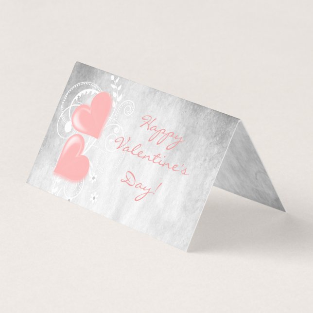 Cartes pliées de coeur rose Valentine (Front)
