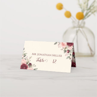 Cartes pliées de mariage aux roses florales Bourgo