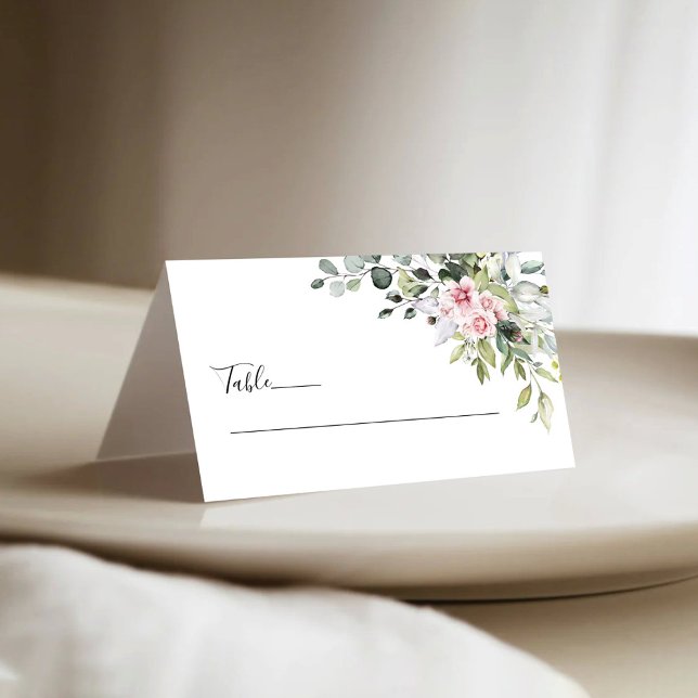 Cartes pliées de mariage vert tendre rose blush (Créateur téléchargé)
