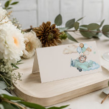 Cartes pliées pour Baby Shower Ourson Aviateur