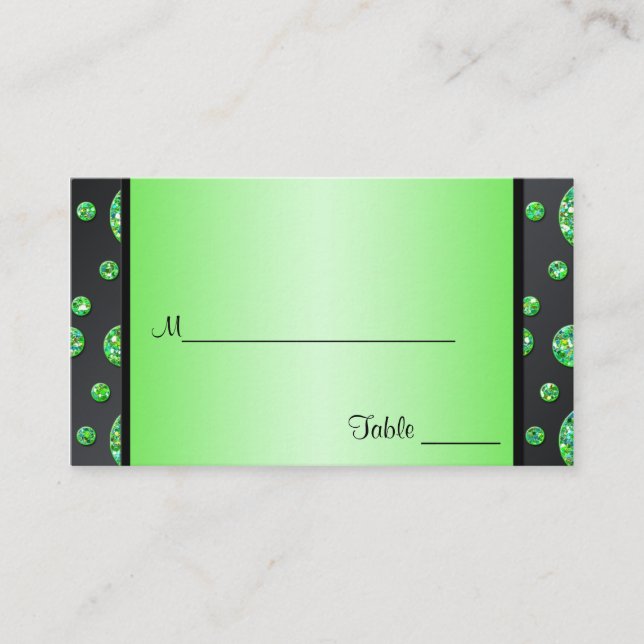 Cartes Pois de Glitterie Noire et Lime (Devant)