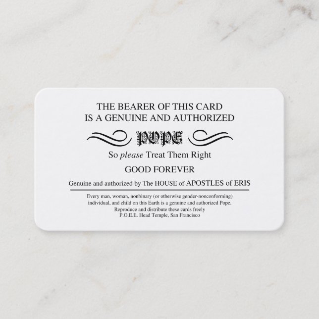 Cartes Pope Discordiennes (Devant)