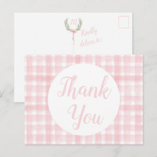 Cartes postales à motif de gingham rose et de crêt