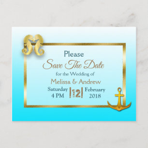 Cartes postales Aqua Blue et Or pour annoncer la d