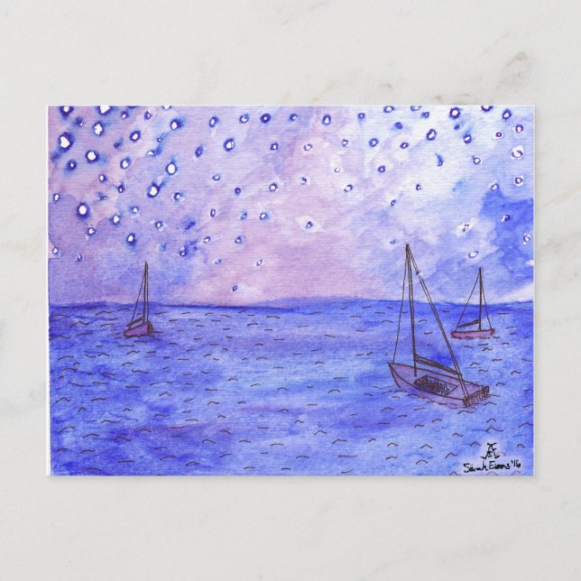 Cartes postales Aquarelle Bateaux (Devant)