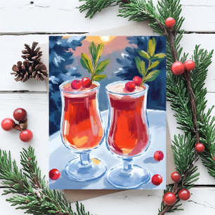Cartes postales aquarelle cocktails de fêtes de No