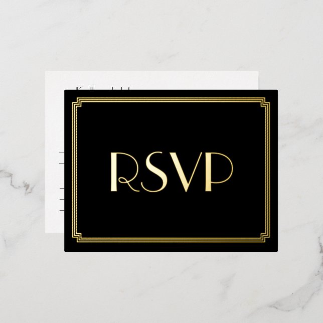 Cartes postales Art Déco Real Gold Foil Wedding RS (Recto/Verso)