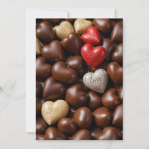 Cartes postales avec cœur en chocolat d'amour