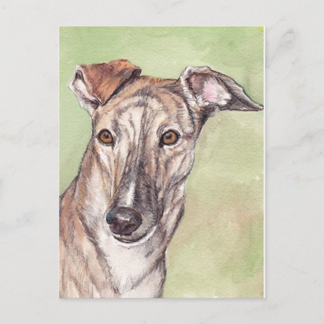 Cartes postales Brindle Greyhound Dog Art (Devant)