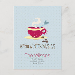 Cartes postales Café chaud Meilleurs vœux d'hiver