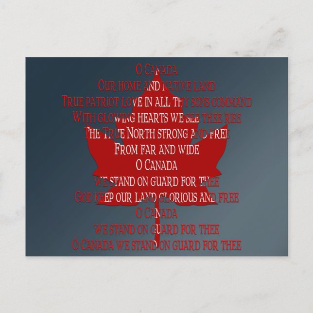 Cartes postales Canada Anthem Souvenir (Devant)