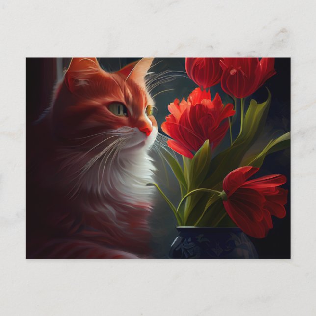 Cartes Postales Cat Fleur (Devant)